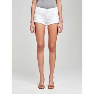 $185 L'AGENCE Zoe Denim Shorts Womens 24 White Excellent Raw Hem Low Rise Cheeky